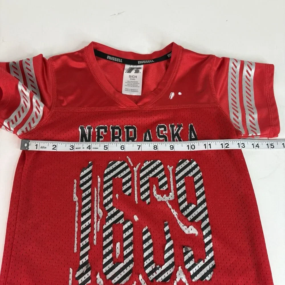 Nebraska Cornhuskers Jersey, Youth Small, Red, 1869, Short Sleeve, Russell - Picture 4 of 5